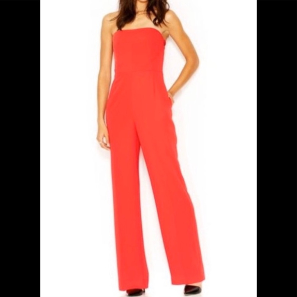 RACHEL Rachel Roy Strapless Red Jumpsuit